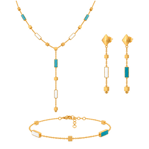 18K Gold Half Set with Geometric Rectangle Design