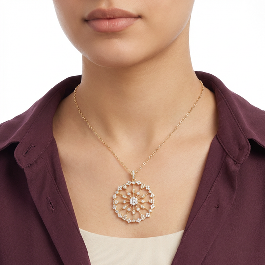 18K Gold Pendant with Sun Radiance Design