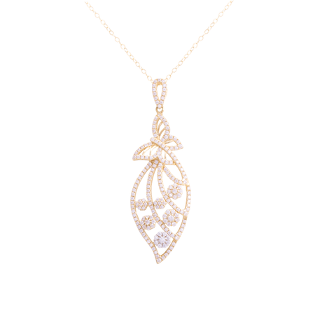 18K Gold Pendant with Leaf Design