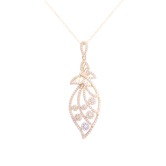 18K Gold Pendant with Leaf Design