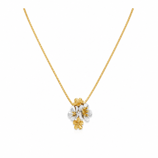 18K Gold Pendant with Nario Floral Design In Colorful