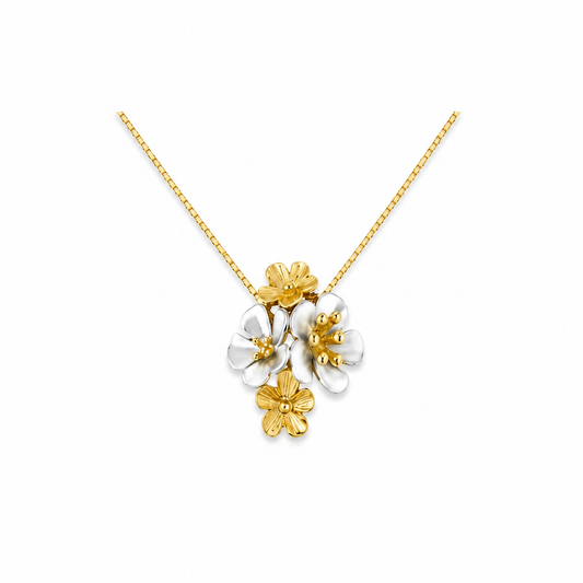 18K Gold Pendant with Nario Floral Design In Colorful