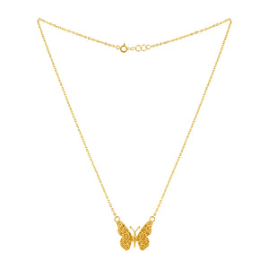 21K Gold Necklace with Textured Butterfly Pendant