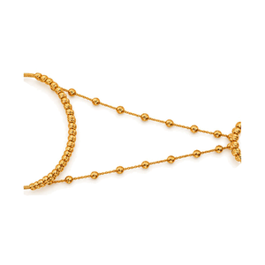 21K Gold Palm with Triple-Row Beaded Bangle and Ring