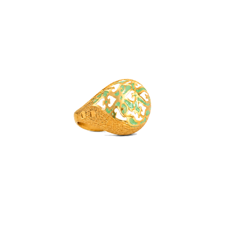 18K Gold Ring with Ornamentation Design In Colorful