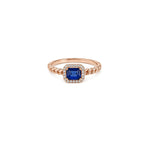 18K Gold Ring with Paved Stone Design In Blue