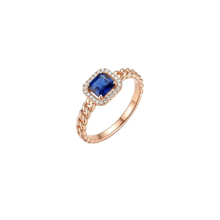 18K Gold Ring with Paved Stone Design In Blue