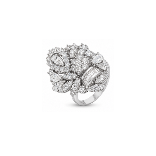 18K White Gold Ring with Adele Shiny Stones Design