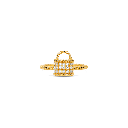 18K Gold Ring with Small Sparkling Stones Design