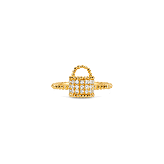 18K Gold Ring with Small Sparkling Stones Design
