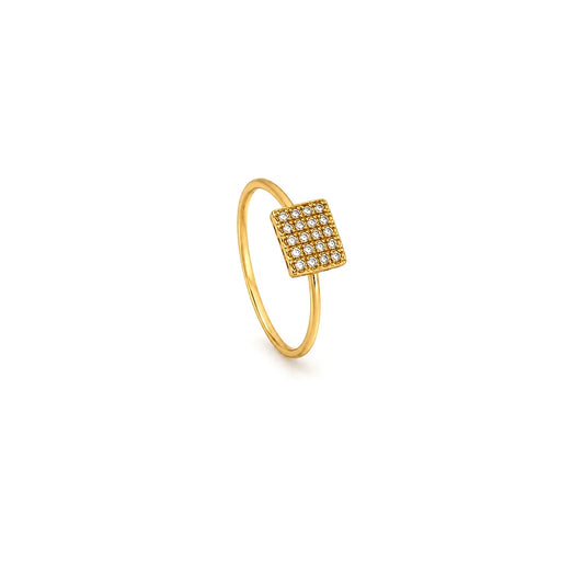 18K Gold Ring with Square Design In White