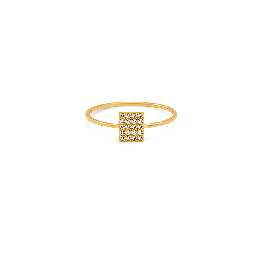 18K Gold Ring with Square Design In White