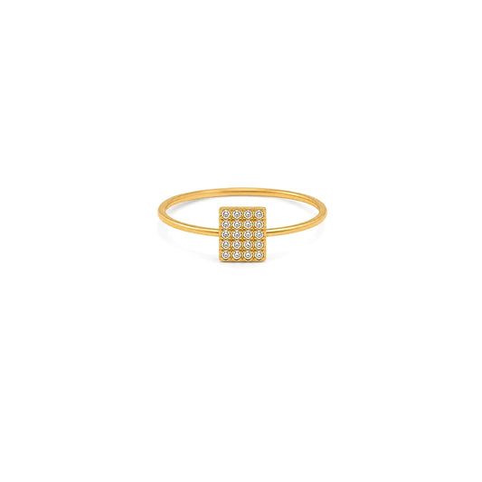 18K Gold Ring with Square Design In White