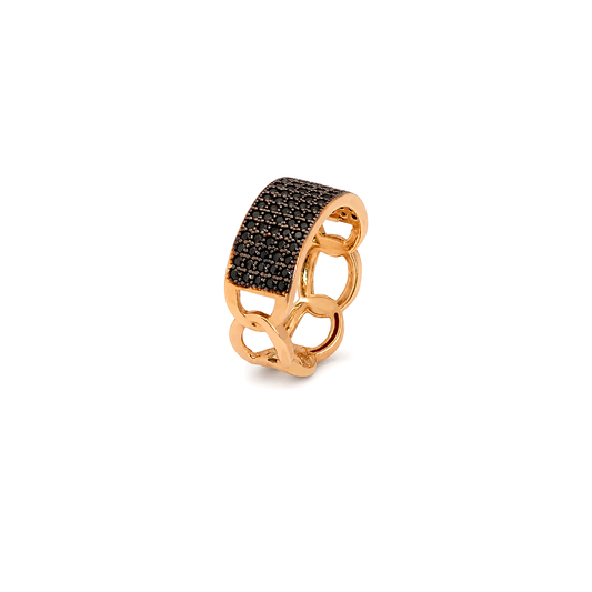 18K Gold Ring with Paved Stones Design In Black