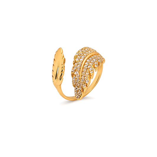 18K Gold Ring with Nature Leaves Design