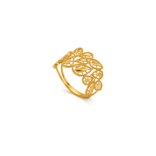 21K Gold Ring with Teardrop Design In Colorful