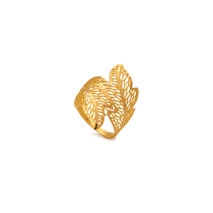 21K Gold Ring with Leaf Design