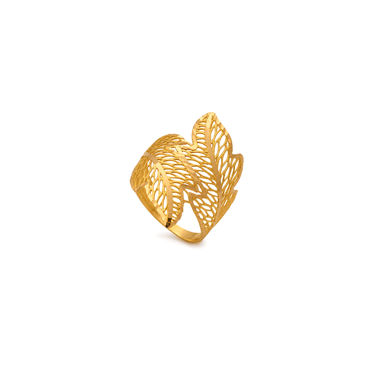 21K Gold Ring with Leaf Design