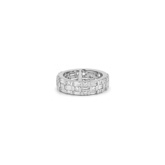 18K White Gold Ring with Argin Shining Gemstones Design