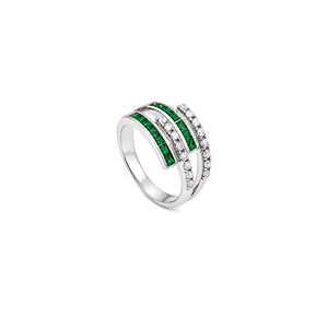 18K White Gold Ring with Interlocking Gemstones Design In Colorful