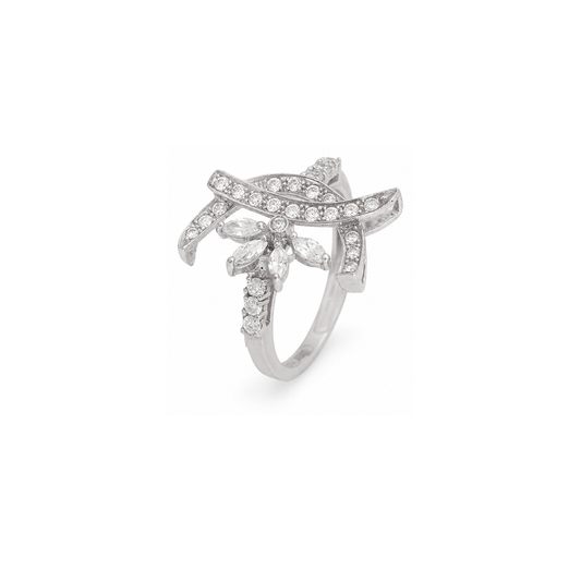 18K White Gold Ring with Celine Shining Gemstones Design