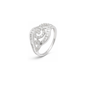 18K White Gold Ring with Caroline Shining Gemstones Design
