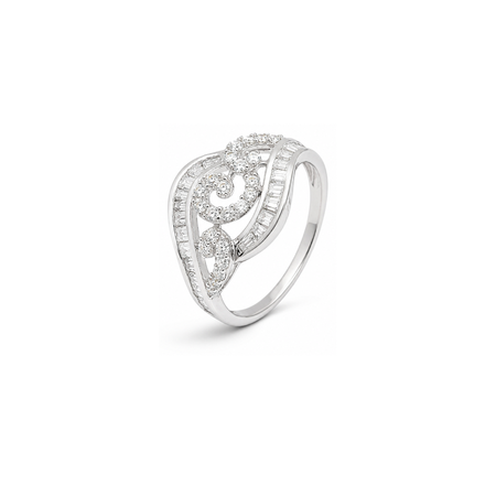 18K White Gold Ring with Caroline Shining Gemstones Design