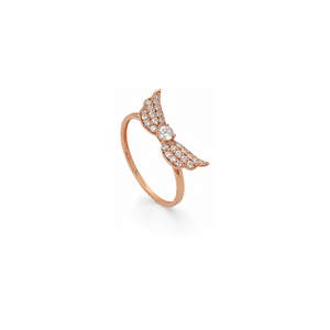 18K Gold Ring with Babylon Paved Wings Design