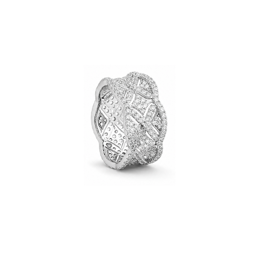 18K White Gold Ring with Wavy Design