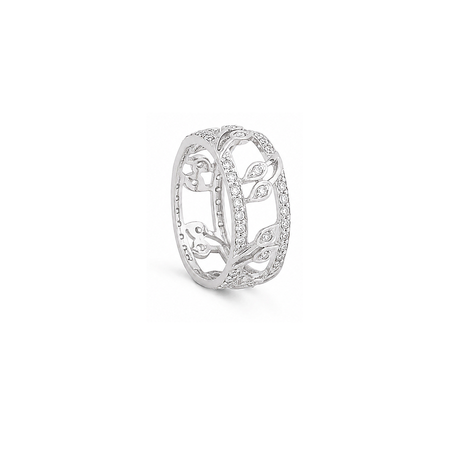18K White Gold Ring with Ornate Design