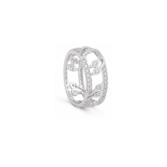 18K White Gold Ring with Ornate Design