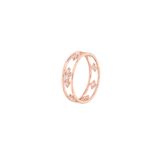 18K Gold Ring with Open Gemstones Design