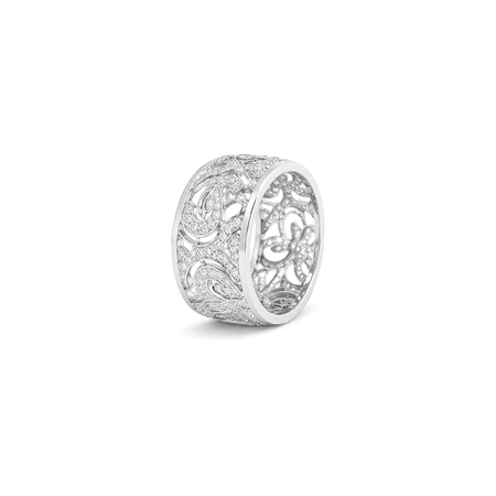 18K White Gold Ring with Ornate Design
