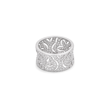 18K White Gold Ring with Ornate Design