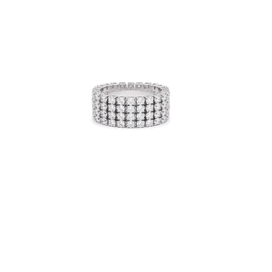 18K White Gold Ring with Paved Sparkling Stones Design