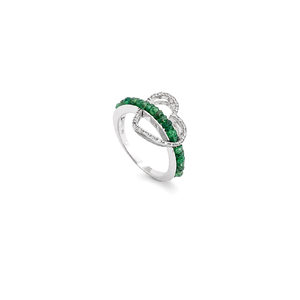 18K White Gold Ring with Shining Gemstones Design In Colorful