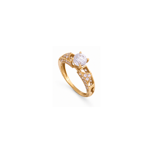 18K Gold Ring with Central Gemstone Design In White