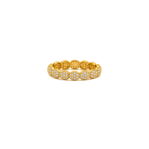 18K Gold Wedding Band with Gemstones Design