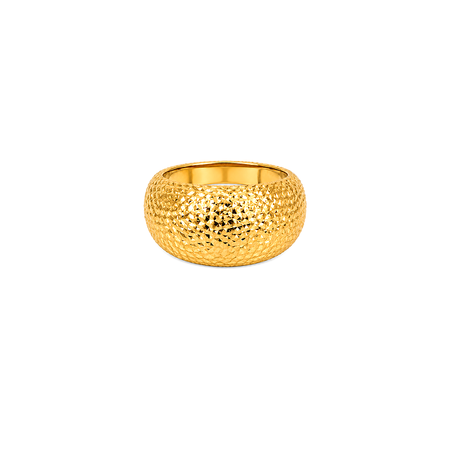 18K Gold Ring with Wide Polygon Design