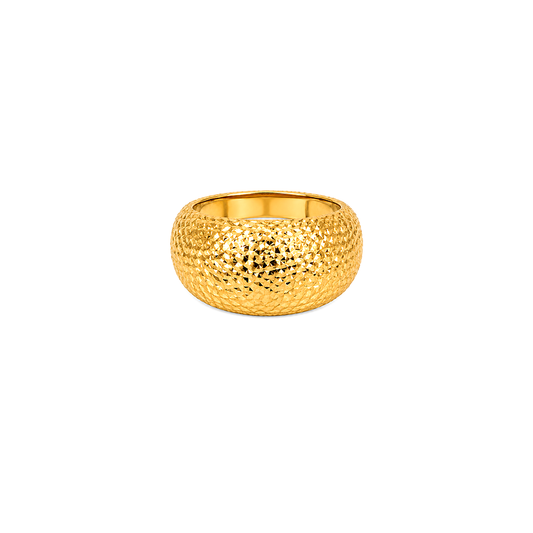 18K Gold Ring with Wide Polygon Design