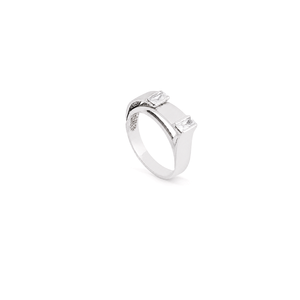 18K White Gold Ring with Blanco Shining Gemstones Design