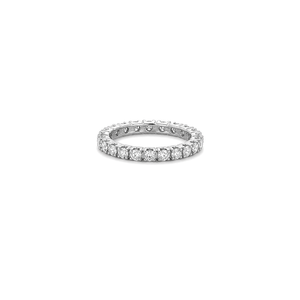 18K White Gold Wedding Band with Paved Sparkling Stones Design