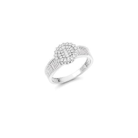 18K White Gold Ring with Flower Charm