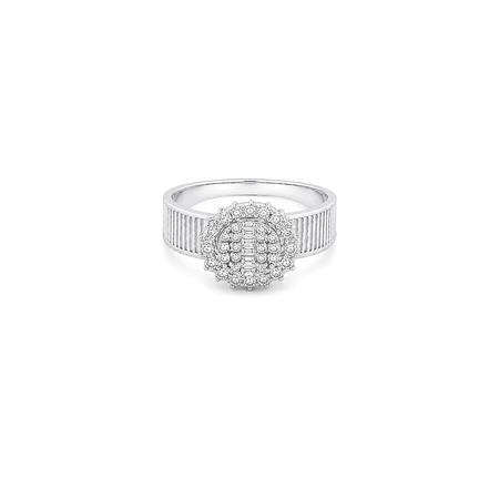 18K White Gold Ring with Flower Charm