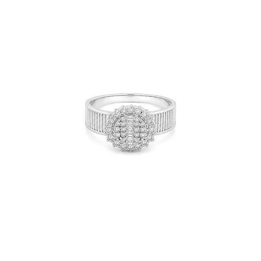 18K White Gold Ring with Flower Charm