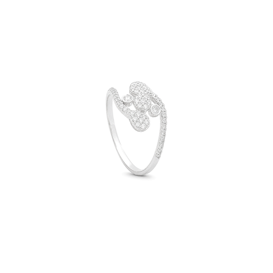 18K White Gold Ring with Shiny Sparkling Stones Design