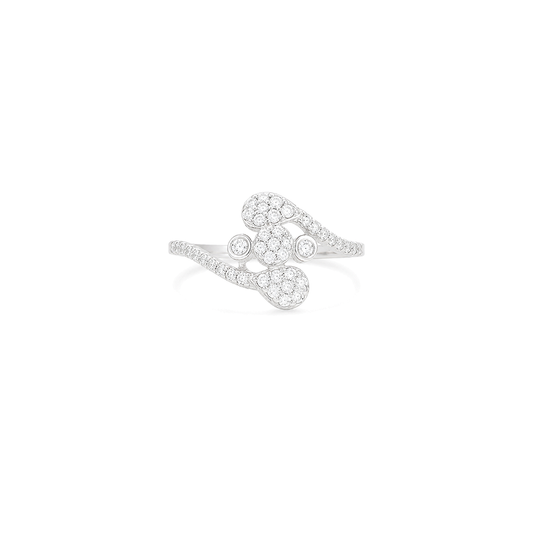18K White Gold Ring with Shiny Sparkling Stones Design