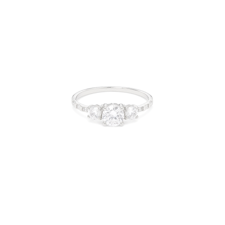 18K White Gold Ring with Modern Elegant Stone Design