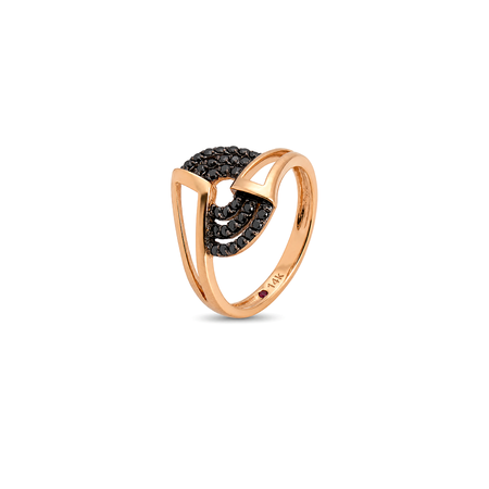 18K Gold Ring with Stone Design In Black