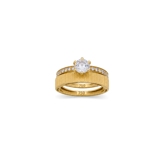 18K Gold Ring with Twins Double Design